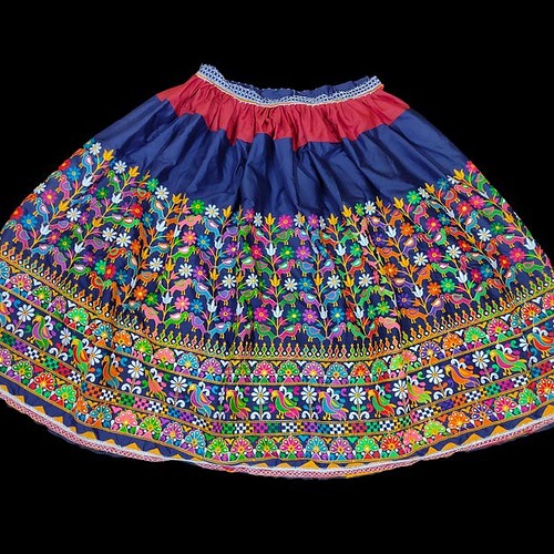 インド刺繍スカート ヴィンテージ 古布 アジアン ダンス衣装 鳥 インコ 