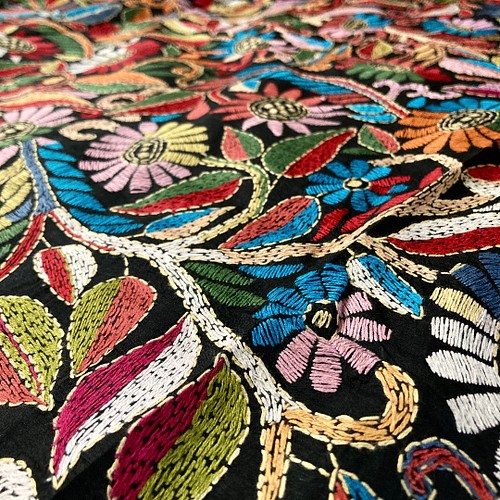 インド手刺繍ストール 最高級 大判 布 生地 絹 花 ドゥパタ シルク100