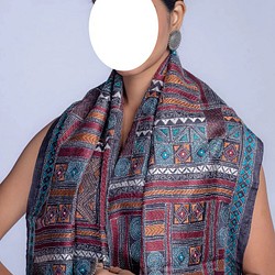 インド手刺繍ストール マフラー 最高級 布 生地 絹 アジアン シルク
