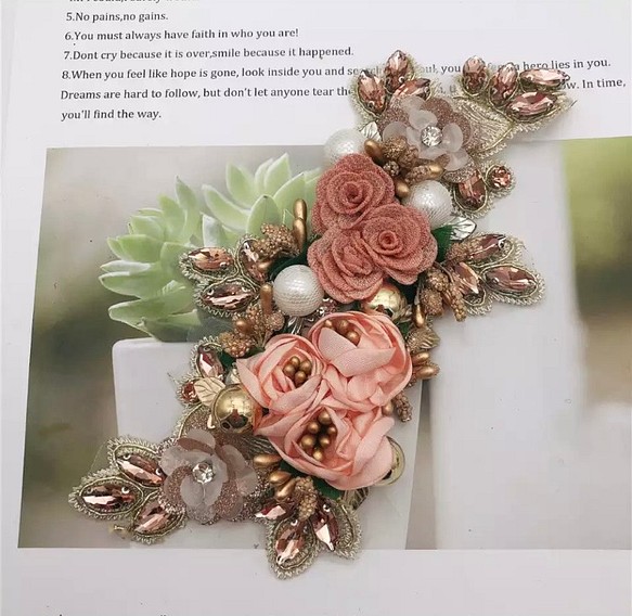 ベンチ 収納付 インド刺繍リボン 結婚式 3D立体 薔薇 花 刺繍レース