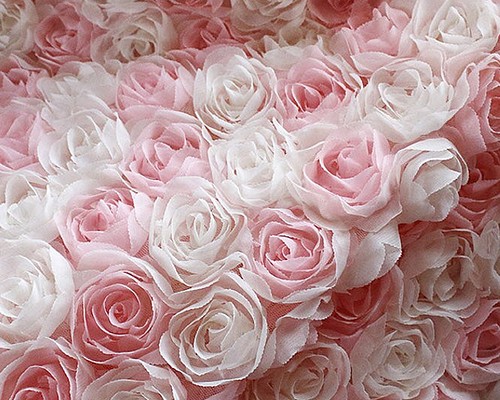 花 チュール レース 薔薇 バラ ピンク 白 3D 立体 ドレス生地 布 結婚式