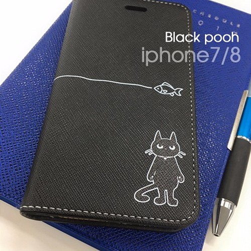 販売終了】Blackぷーちゃん フラップ無手帳型ケース iphone7/8専用