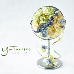【ギフト包装無料】お花のスタンドミラー　紫陽花＆アストランティア 母の日 プレゼント 実用的 1枚目の画像