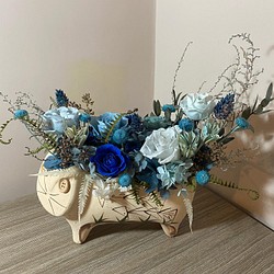 貓咪的藍色狂想曲 不凋花禮 貓咪造型 療癒聖品 祝賀送禮 節日祝福 居家布置 第1張的照片