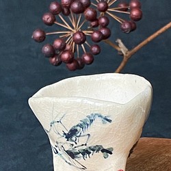 Bonsai小品。手捏手繪豆盆。多肉植物。三足丸缽。溪蝦 第1張的照片