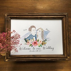 結婚式 似顔絵ウェルカムボード台紙のみ　水彩風シンプル 1枚目の画像