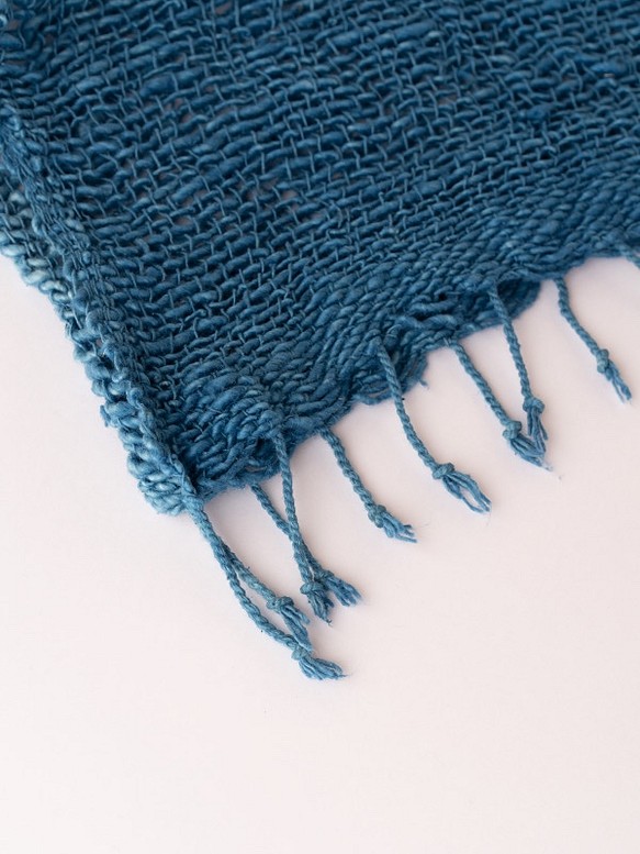 手織りマフラー/藍染/綿100% - マフラー・ストール