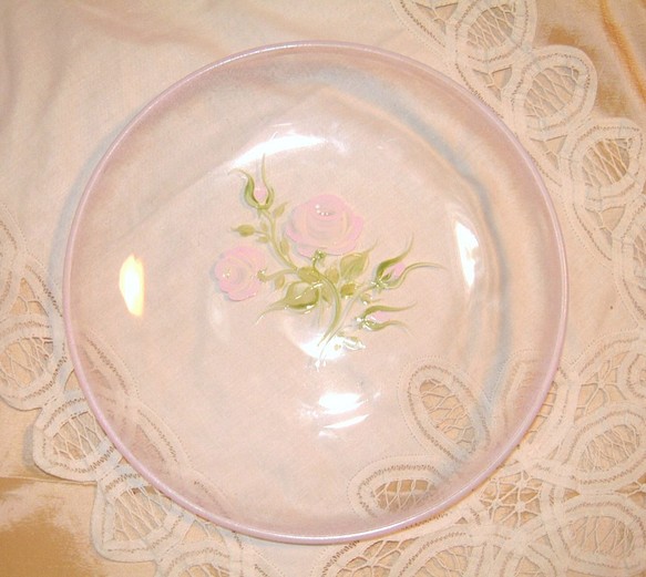 【セール！期間限定半額！】ピンクローズ　エレガント　ディッシュ　お皿 1枚目の画像