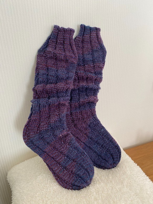 手編み かかとソックス 靴下 (ミディアム丈) ➂ - ファッション/小物