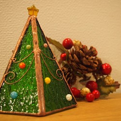 ☆ 玻璃聖誕樹 ☆ 帶 LED 蠟燭 [需要訂購] 第1張的照片