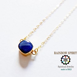 【金色K18YG】藍寶石18k黃金項鍊（9月誕生石）（附K18郵票） 第1張的照片