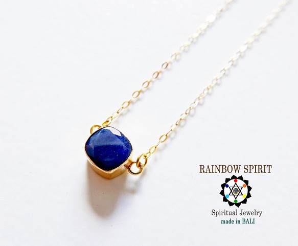 【金色K18YG】藍寶石18k黃金項鍊（9月誕生石）（附K18郵票） 第1張的照片
