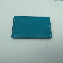 皮革名片夾（2個口袋）#Turquoise真皮[定做] 第1張的照片