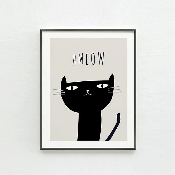 可愛い子猫 "Meow" アートポスター 1枚目の画像