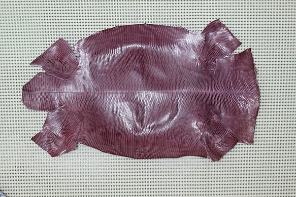 トカゲ（リザード革）パープル※一般的なラウンド型財布が1本分とれるサイズ保障 1枚目の画像
