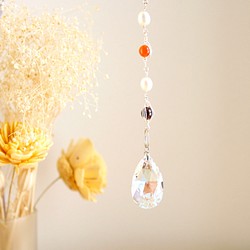[免費送貨]脈輪顏色☆天然石材和淡水珍珠的防曬霜（使用施華洛世奇水晶） 第1張的照片