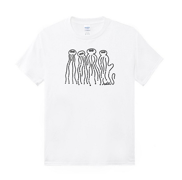 TシャツTシャツ服白いシャツ白い服潮T潮服綿アメリカ綿吸汗スポーツ誕生日クラゲ海海海 1枚目の画像