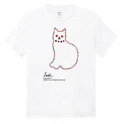 TシャツTシャツ服白いシャツ白い服潮T潮服綿アメリカ綿吸汗性弓Tシャツ白い猫 1枚目の画像
