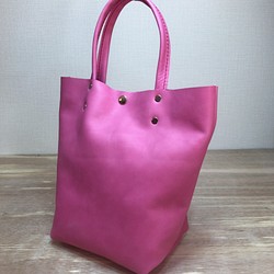 手提包粉紅色真皮手提包真皮粉紅色 第1張的照片