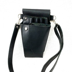 本革シザーケース　黒　Scissors case black leather 1枚目の画像