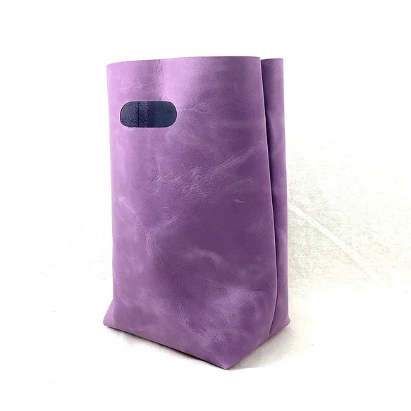本革 シンプル ハンドバッグ ライラック Simple Leather hand bag lilac 1枚目の画像