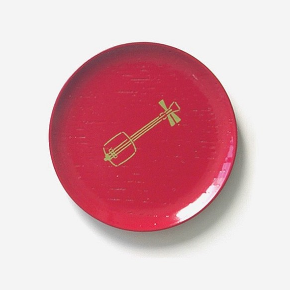 漆まめさら 京のお道具シリーズ 三味線　木製漆塗り 漆器の豆皿 1枚目の画像