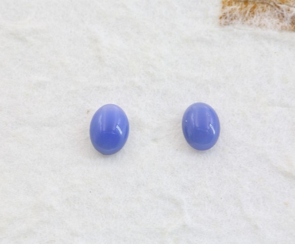 ❰Yumi Vintage❱ 天然石 藍玉髓 藍瑪瑙 簡約古典耳環 第1張的照片