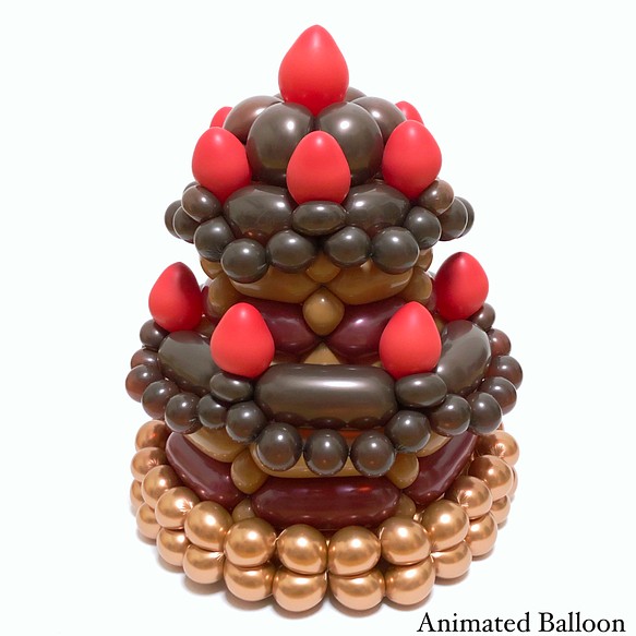 おしゃれなバルーンケーキ《チョコレートケーキ》誕生日 出産祝い ハーフバースデー バースデーケーキ バルーンアート 1枚目の画像