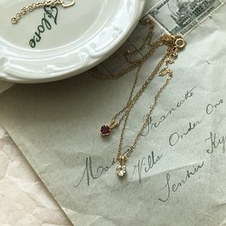 ハート宝石のネックレス(14k gold filled) 1枚目の画像