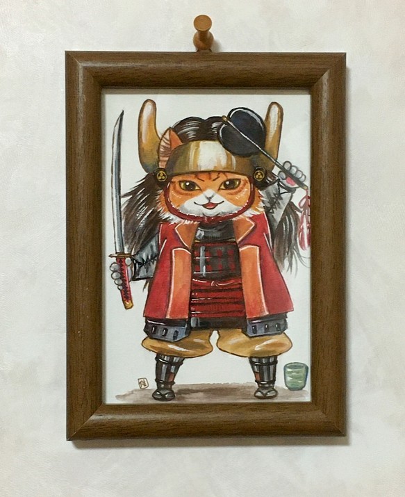 手描きイラスト原画 猫戦国武将シリーズ 石田三成 アクリル絵の具画 イラスト 渡辺カヨ 通販 Creema クリーマ ハンドメイド 手作り クラフト作品の販売サイト