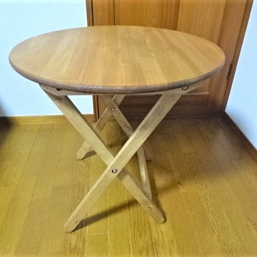 折りたたみ 丸テーブル 天然木製 隙間に収納 サイドテーブル puipui ...