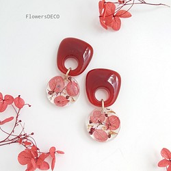 KOROKORO flowers  紫陽花&スターチス【ピアス・パーツ変更可】夕焼色 1枚目の画像
