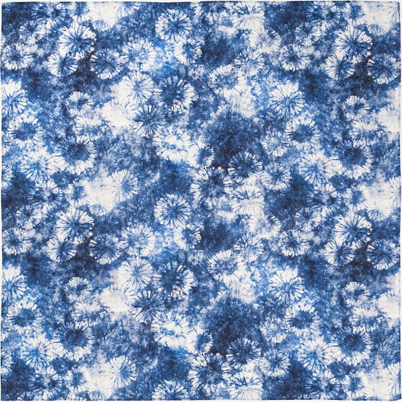 綿ふろしき　藍染～菊～　三巾　大判　100㎝　綿100％ 1枚目の画像