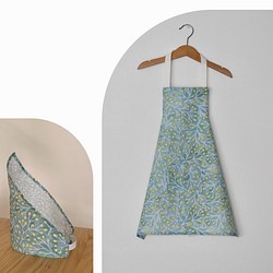 春のセール　こどもエプロン 三角巾セット -　ローズヒップ グリーン 1枚目の画像
