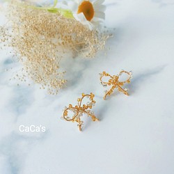 CaCa's 金屬線蝴蝶結耳環 時尚耳環 創意耳環 造型耳環 婚禮小物 好友禮物 閨蜜禮物 第1張的照片
