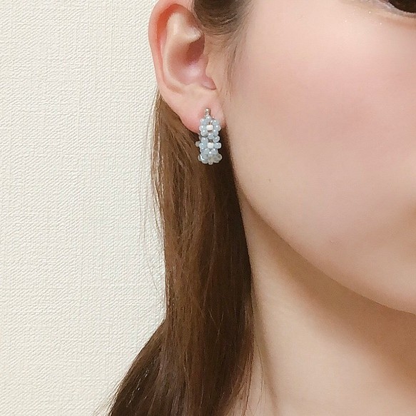 58%OFF 発売モデル 韓国風 青い花のリングイヤリング