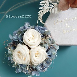 miniバラと紫陽花のアンティークアレンジ【Box arrangement】ペールブルー 1枚目の画像