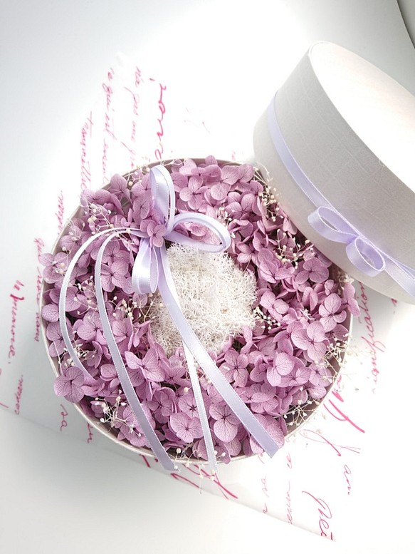 Merci～Avec des fleurs～【Box Wreath Lsize】紫陽花シンプル菫色 1枚目の画像