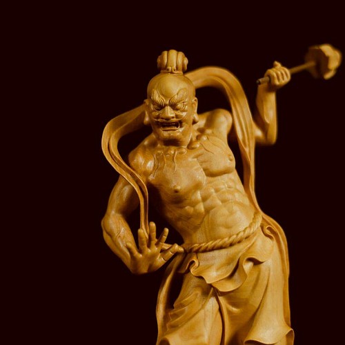 2点セット】精彫り 仁王像 金剛力士 木彫り 置物 木彫仏像 仏教工芸品 