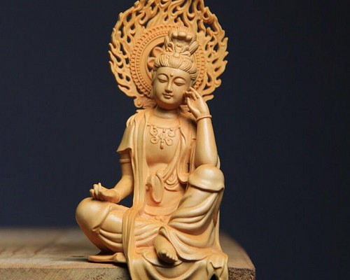 仏像 自在観音菩薩 木彫仏像 仏教工芸品 彫刻 大波彫刻 通販