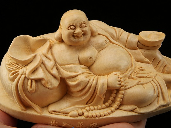 弥勒仏 美術工芸品 彫刻 置物 木製仏像 仏教工芸品 布袋樣