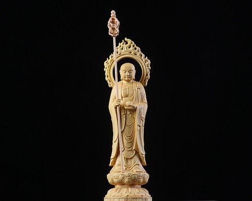 地蔵菩薩立像 木製仏像 供養品 災難除去 彫刻 木工細工 極上品 彫刻