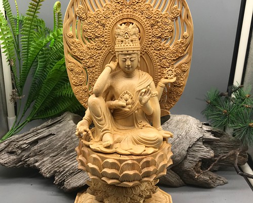 観音菩薩像 精密彫刻 極上品 木彫仏教 無病息災 仏教工芸品-