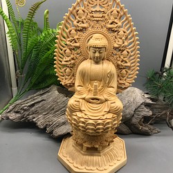 仏教美術品 薬師如来 精密彫刻 供養品 木造仏像 極上品 彫刻工芸品