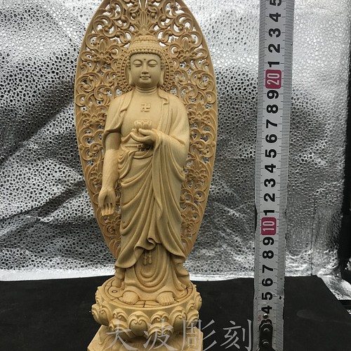 激安大特価！】 極上質 供養品 仏教工芸品 総檜材製 極上彫 木彫仏像 