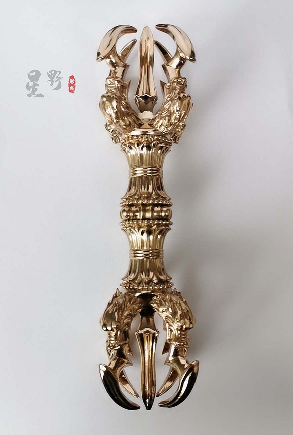 チベット密教法器 四大明王 五鈷杵 金鋼杵 真鍮製 vajra 仏教 22cm-