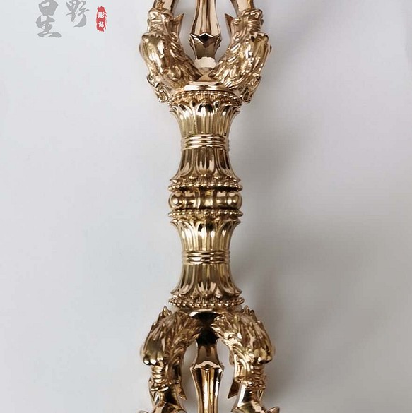 チベット密教法器 四大明王 五鈷杵 金鋼杵 真鍮製 vajra 仏教 22cm 