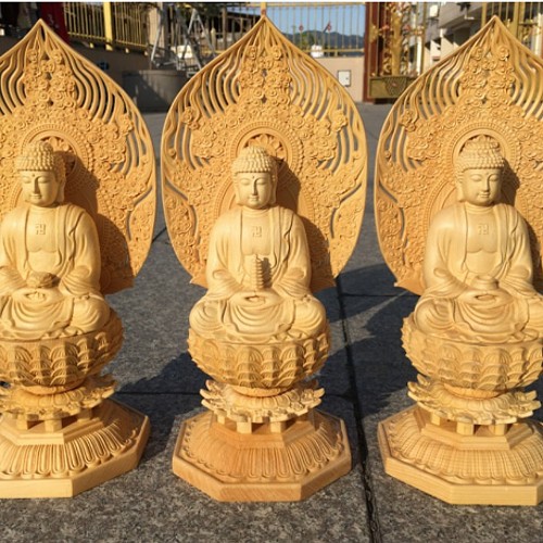 三宝仏 阿弥陀如来 薬師如来 釈迦如来 供養品 極上品 木彫仏像 仏教