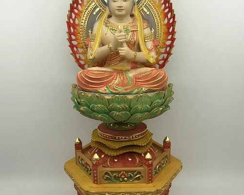 極彩色 大梵天 仏教美術 彩繪 職人手作り 置物 木彫仏像 細工精彫 仏教