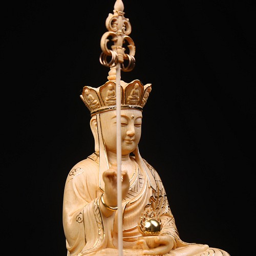 最高級 地蔵菩薩 本金 切金 職人手作り 置物 木彫仏像 供養品 仏教工芸